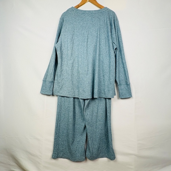 Soma Lounge Pajama Set Women XL Blue Waffle Long Sleeve Long Pants Cozy Casual - Picture 2 of 16